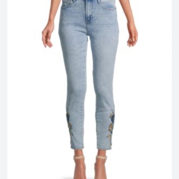 Driftwood Jackie High Rise Skinny Jeans Floral Embroidered Y2K 90’s Size 24 - Picture 3 of 15